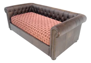 Large Oversized 50x96" Tufted Plum Leather Chesterfield Daybed Sofa