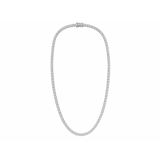 Substantial and highly detailed, this 10K White Gold designer necklace is set with round CVD lab-grown diamonds in a...