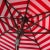 Modern Inside Out Stripe 9 Ft Crank Outdoor Auto Tilt Umbrella in Red & White For Sale - Image 3 of 4