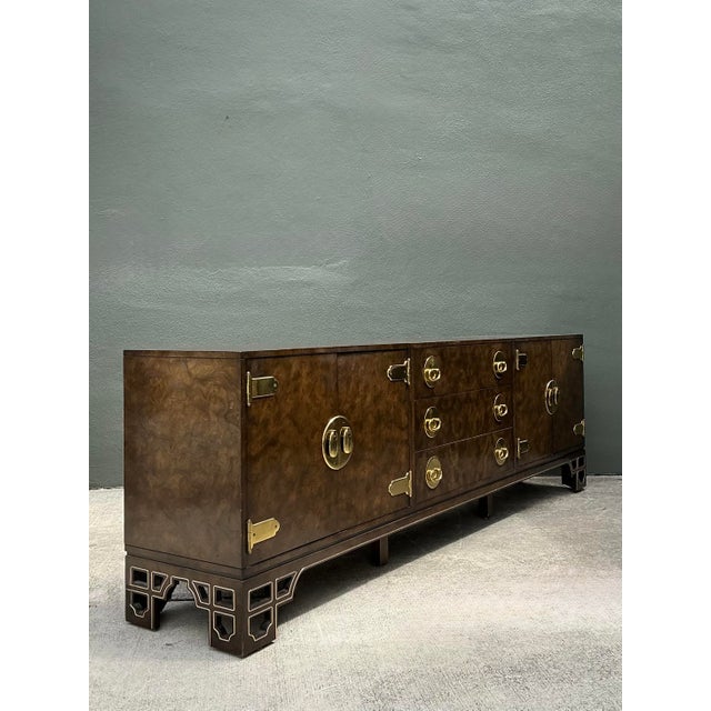 Vintage William Doezema for Mastercraft Burl Wood Medallion Credenza For Sale In West Palm - Image 6 of 12