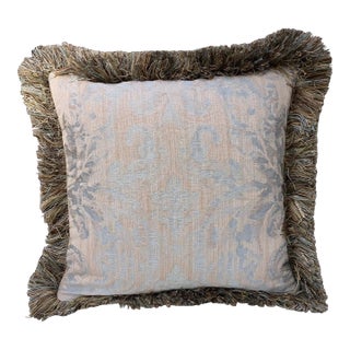 Vintage Zoffany Italian Harlequin Damask Square Designer Pillow With Down Feather Insert For Sale