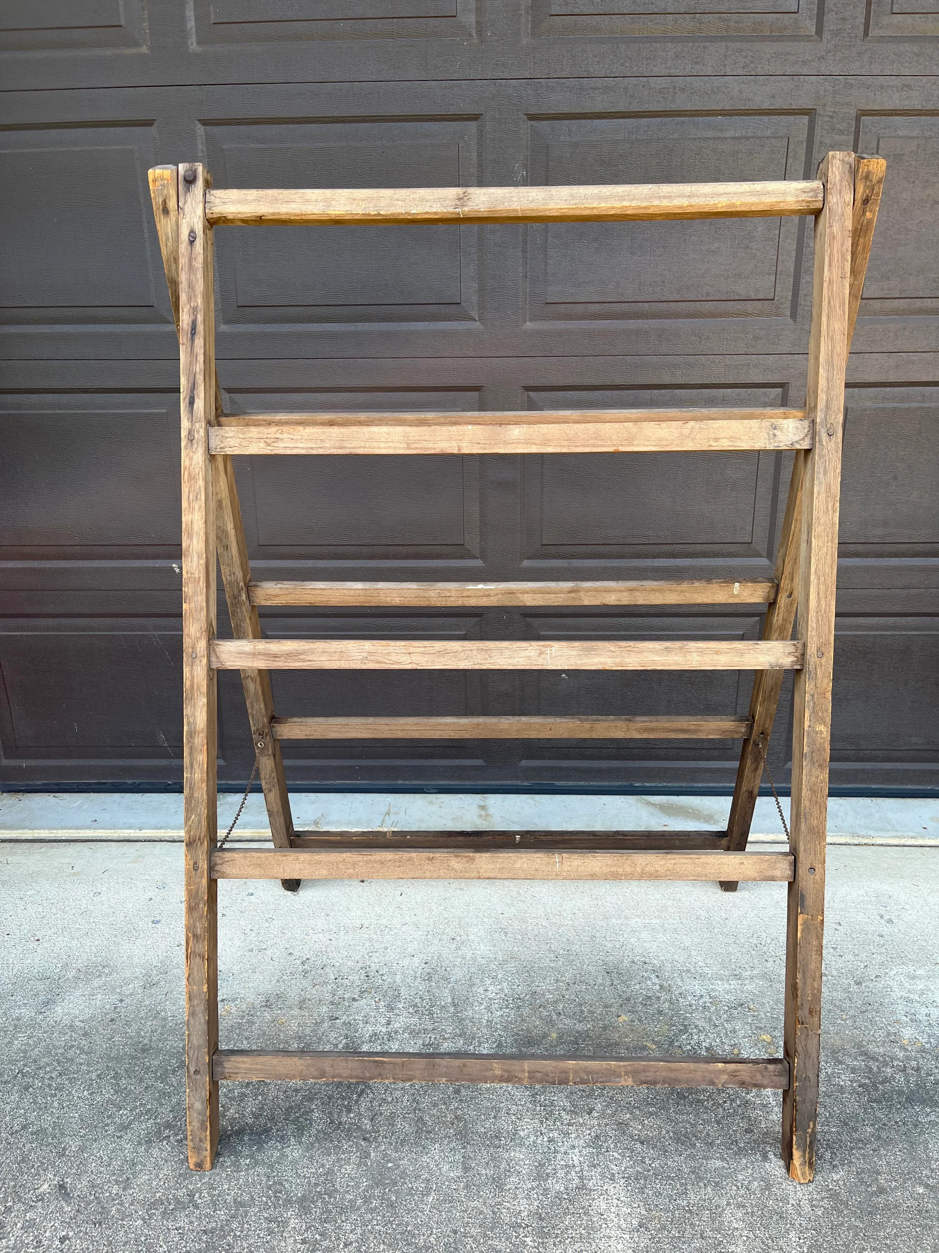 Mid 19th Century Antique Folding Wooden Drying Rack | Chairish