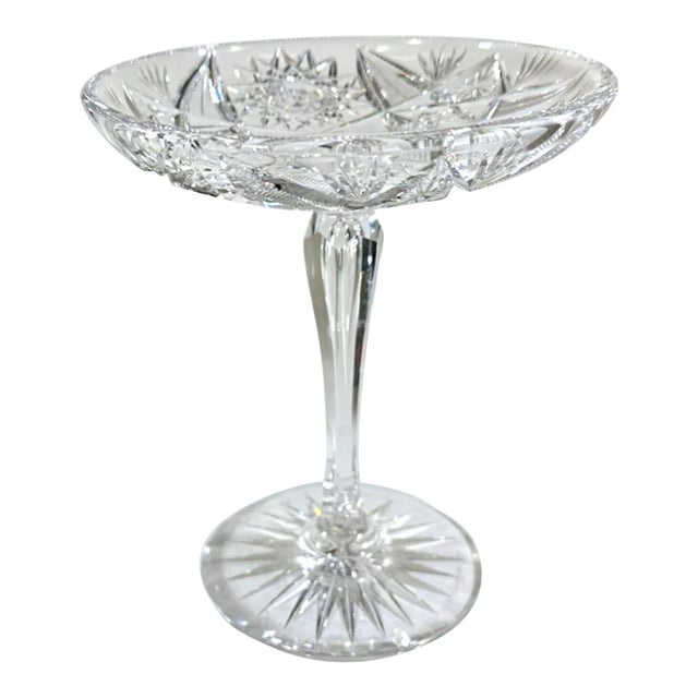 Vintage American Brilliant Cut Glass Style Compote For Sale
