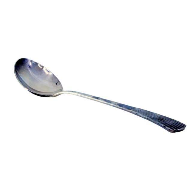 Silver Silver Rice and Serving Spoon with Reed Style Handle For Sale - Image 8 of 8