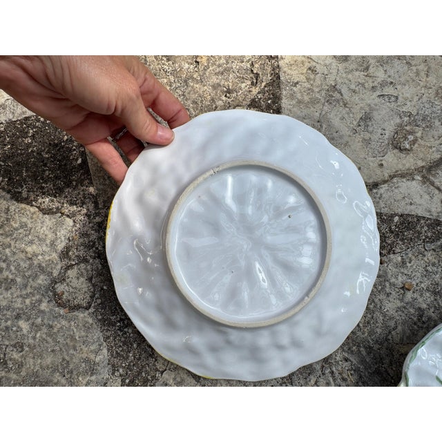 Set of 6 French yellow leaf plates. no makers mark 8.5”dia 49-127