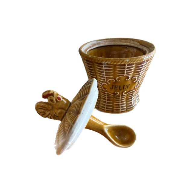 Tan Vintage Majolica Rooster Basketweave Breakfast Set - 4 Pieces For Sale - Image 8 of 12