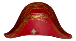 French Red Gilt Decorated Tole & Bronze Planter/ Cachepot of Napoleons Hat