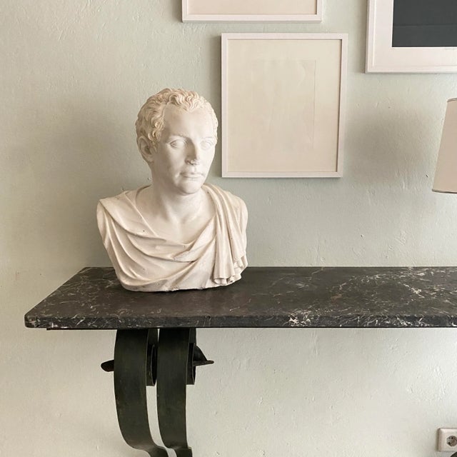 Black Art Deco French Console Table in Forged Metal and Marble by Raymond Subes, 1925 For Sale - Image 8 of 18