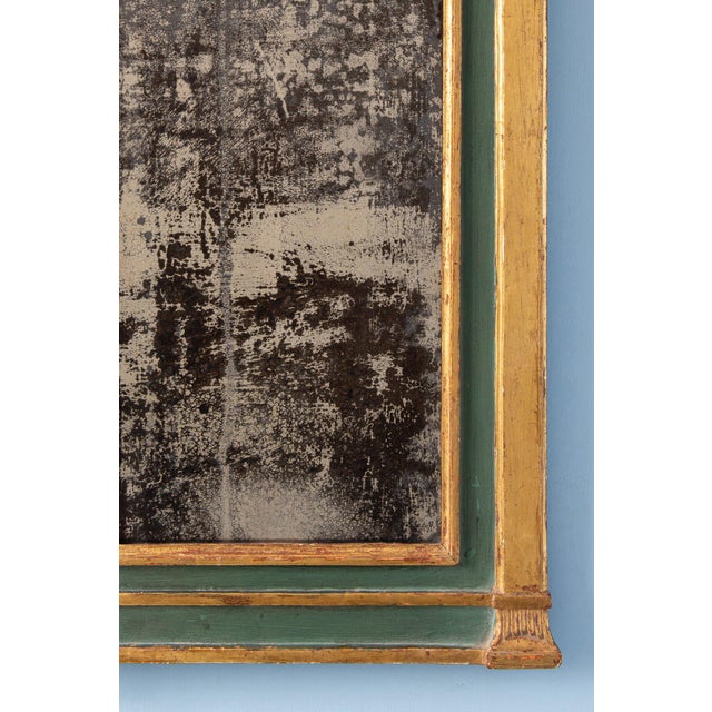 Traditional French Empire Green and Giltwood Pediment Mirror, Early 19th Century For Sale - Image 3 of 10