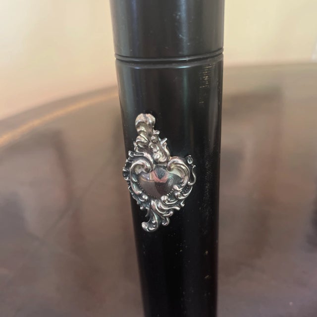 Antique Victorian celluloid cylinder dresser box, perhaps originally intended for hat pins or other dressing...