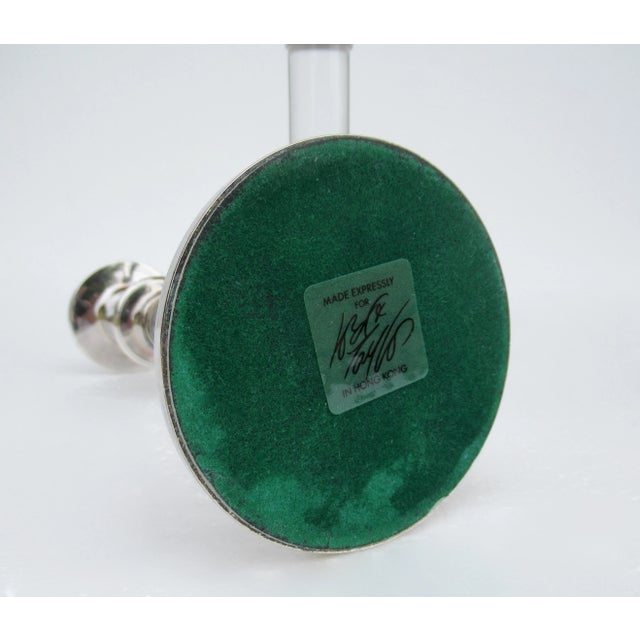 Vintage Karl Springer-Style, Exclusively for Lord & Taylor Silver Plate & Lucite Candle Holders -A Pair For Sale - Image 12 of 13