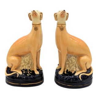 Early 20th Century Italian Borghese Whippet/ Greyhound Dog Bookends - a Pair For Sale