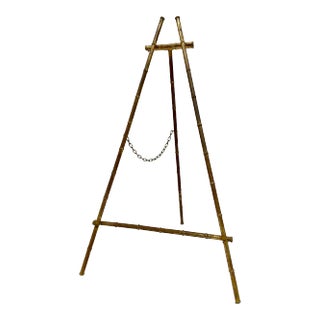 Vintage Gilt Gold Faux Bamboo Metal Easel For Sale