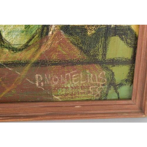 Pelle Montelius, Modern Composition with Figure and Bottle, 1958, Oil on Canvas For Sale - Image 4 of 6