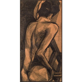 Large Stylised Life Drawing of a Woman, 20th-Century, Pencil on Paper For Sale