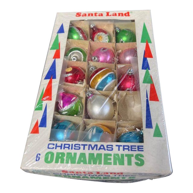 Vintage 14 Small Mercury Glass Santa Land Christmas Tree Ornaments - Poland For Sale