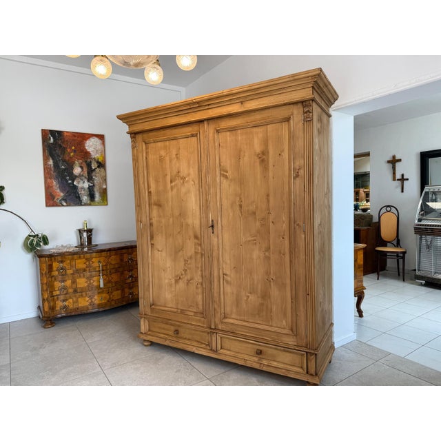 Antique Farmhouse Wardrobe in Softwood For Sale - Image 16 of 16