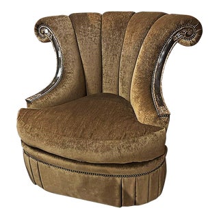 Marge Carson Swivel Hollywood Regency Armchair For Sale