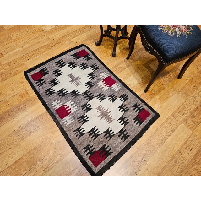 Vintage Native American Navajo Rug, Handwoven Wool, Allover Pattern, Ivory & Gray, 3x4 For Sale - Image 10 of 13