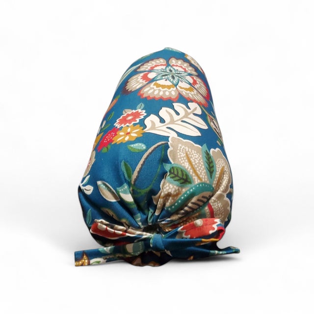 stylish blue floral bolter pilllow with vibrant multicolor print perfect accent pillow that brings a decorstive touch