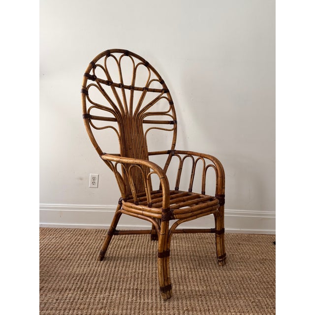 1960s 1970s Philippine Peacock Fan-Back Rattan Chair — Vintage Bohemian Statement Chair For Sale - Image 5 of 6