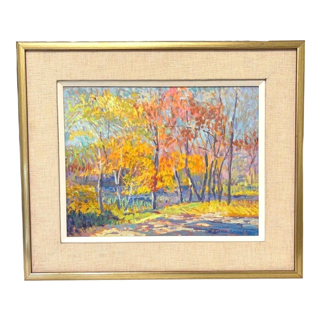 1990s ''Fall Memory of Cape Cod" Oil on Canvas by Cape Cod Artist M. Zena Lesser For Sale