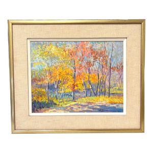 1990s ''Fall Memory of Cape Cod" Oil on Canvas by Cape Cod Artist M. Zena Lesser