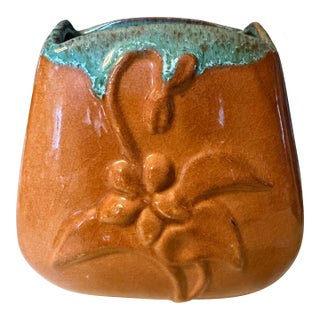 Vintage Anna Van Briggle Brown Green Drip Glaze 5" Vase For Sale