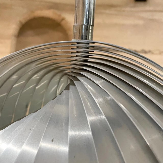 1970s Moon Pendant Lamp by Henri Mathieu in Brushed Aluminum For Sale - Image 10 of 14