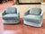 Robin's Egg Blue Vintage Barrel Back Swivel Chairs, Newly Reupholstered For Sale - Image 8 of 9