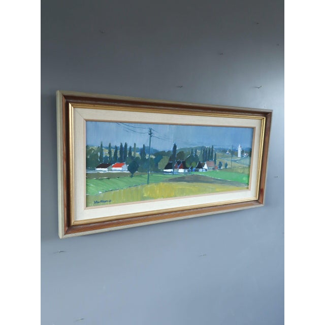 Mid-Century Modern 1960 Mid-Century Modern 'Across the Countryside' Vintage Original Landscape Oil Painting, Framed For Sale - Image 3 of 10