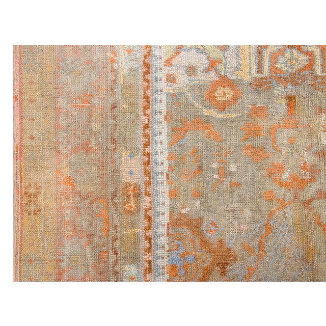 Beige Early 20th Century Turkish Oushak Rug For Sale - Image 8 of 14