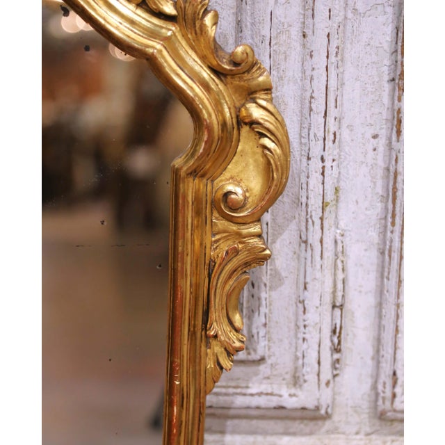 19th Century Italian Louis XV Carved Giltwood Wall Mirror With Mercury Glass For Sale - Image 4 of 7