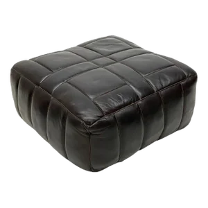 Brown Leather Pouf