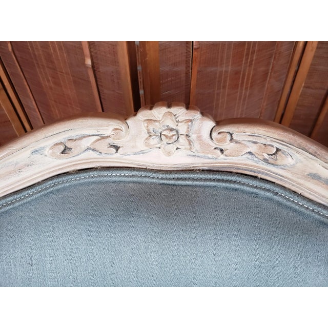 1950s Vintage Louis XV Style Armchair in Blue Gray Fabric For Sale - Image 9 of 12