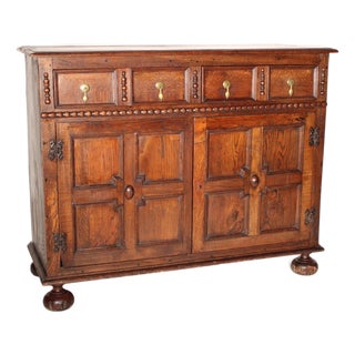 Antique William and Mary Style Oak Cabinet For Sale