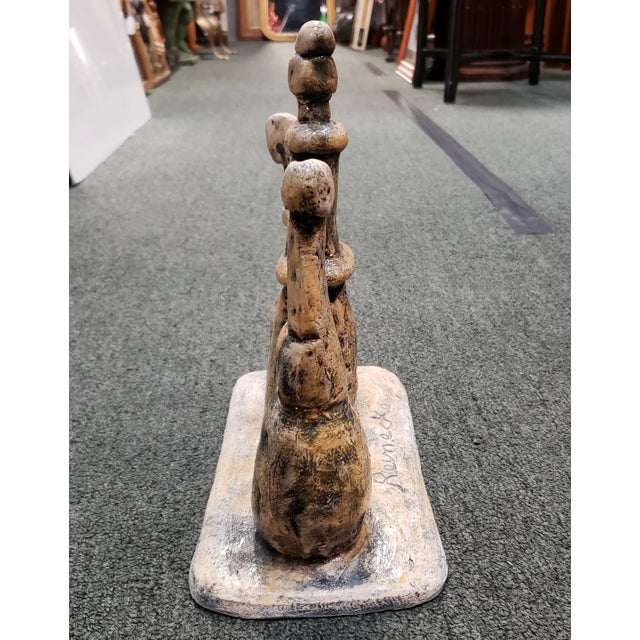 Mid 20th Century Abstract Figural Group Clay Sculpture Signed Reinecke (Gladys) New Orleans For Sale - Image 4 of 7