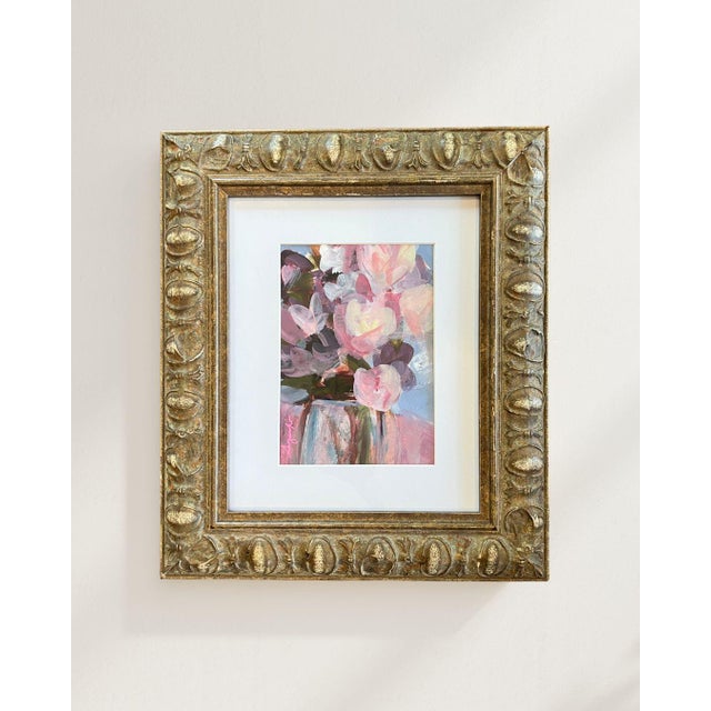 Original floral Impressionist-style painting with an 8x10 white mat board. We have matched this artwork with a beautiful...