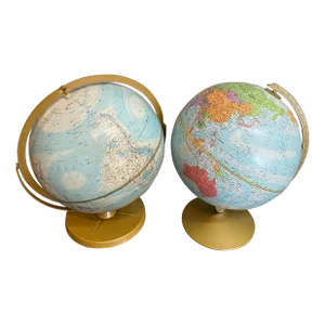 Vintage Terrestrial Globes, Pair