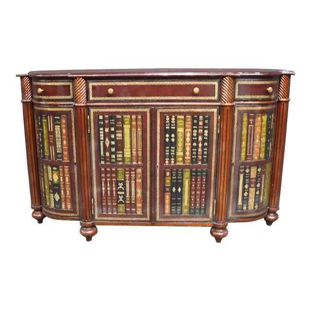 Maitland-Smith Credenza Faux Book Tooled Leather Sideboard For Sale