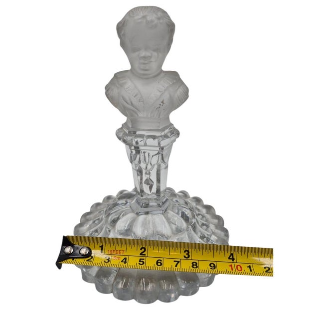 Antique White Antique Unsigned Baccarat French Frosted Crystal Bust of Young Napoleon II on Pedestal Base For Sale - Image 8 of 10