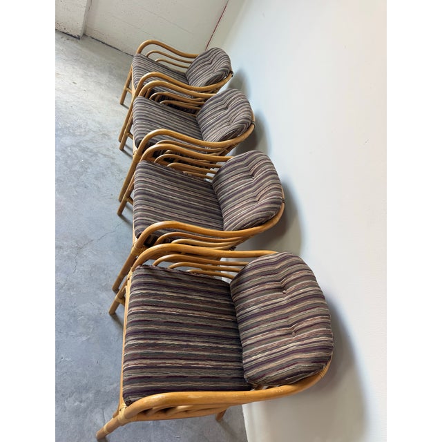 Vintage Brown Jordan Rattan and Leather Dining Chairs – Set of 4 For Sale In Miami - Image 6 of 12