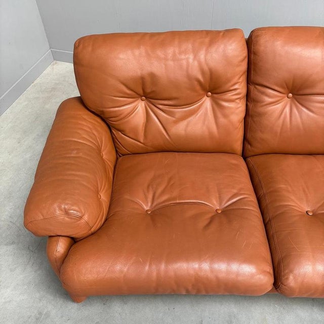 Vintage Coronado Two-Seater Sofa in Cognac Leather from B&B Italia, Italy, 1960s For Sale - Image 10 of 16