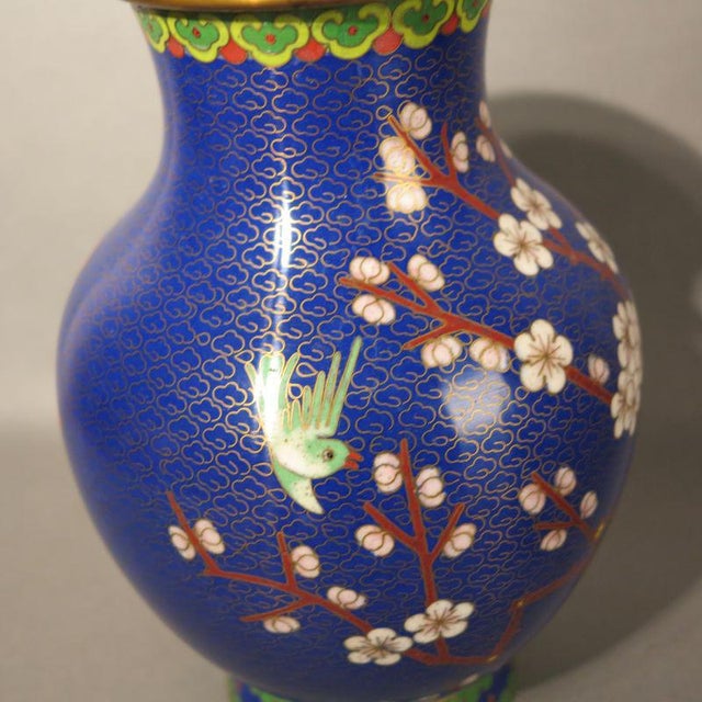 Metal Enameled Cloisonne Vase, 1950s For Sale - Image 7 of 10