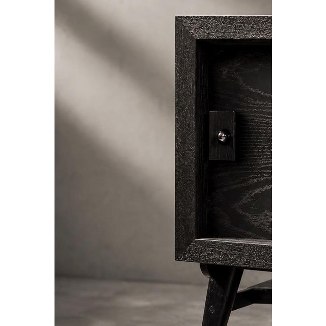 Mid-Century Modern Scandinavian Dark Oak Sideboard with Wooden and Metal Handles, 1960s For Sale - Image 14 of 18