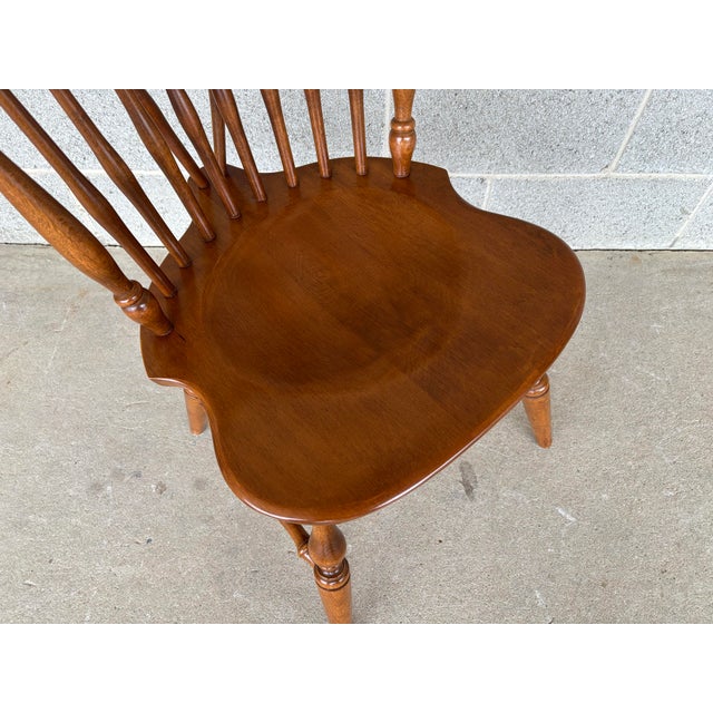 Wood Ethan Allen Nutmeg Maple Windsor Brace Back Side Chairs - Set of 4 For Sale - Image 7 of 12