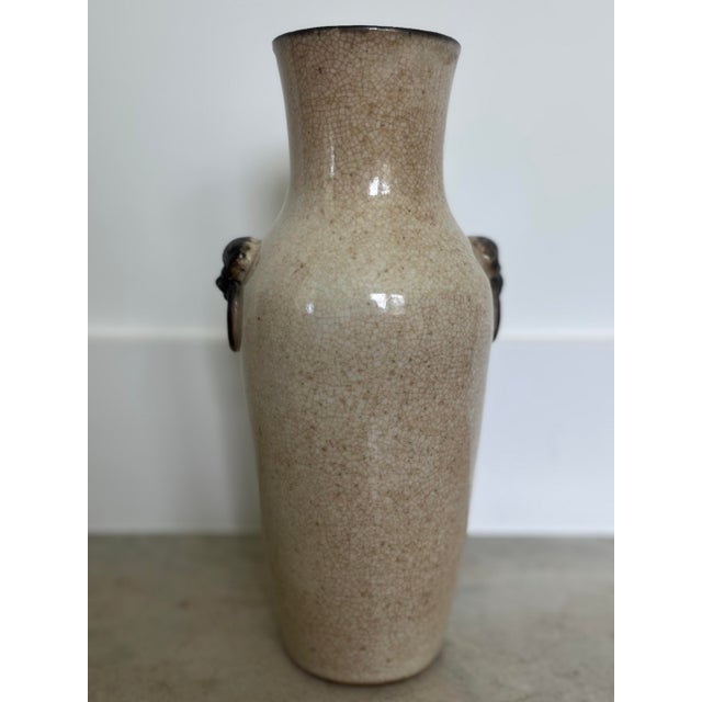 Blue Antique Chinese Porcelain Vase With Sculpted Fu Dog Handles, C. 1880s For Sale - Image 8 of 12