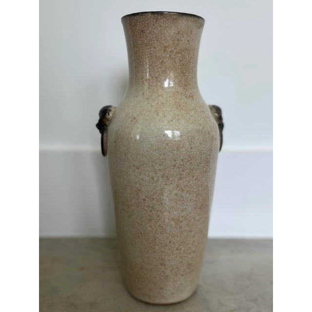 Blue Late 19th Century Chinese Porcelain Vase With Sculpted Fu Dog Handles, C. 1880s For Sale - Image 8 of 12