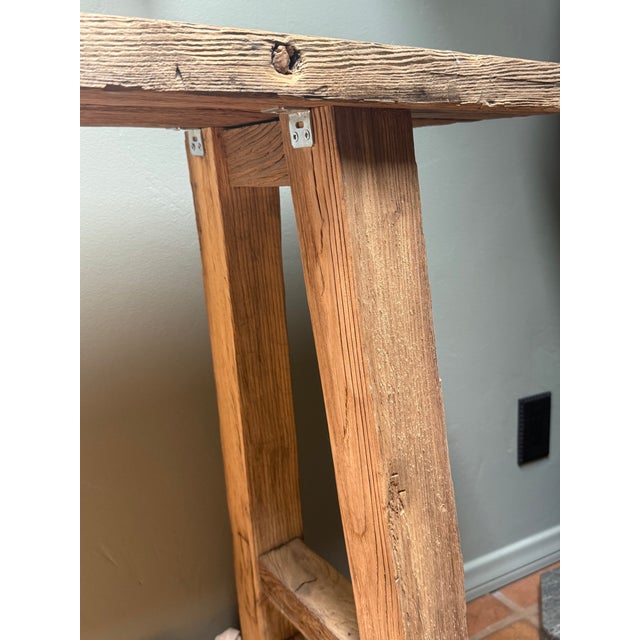 Wood Handcrafted Reclaimed Wood Console Table For Sale - Image 7 of 9