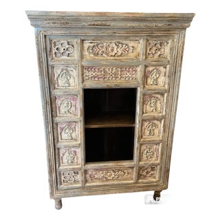 Rustic Carved Cubby Bookcase For Sale